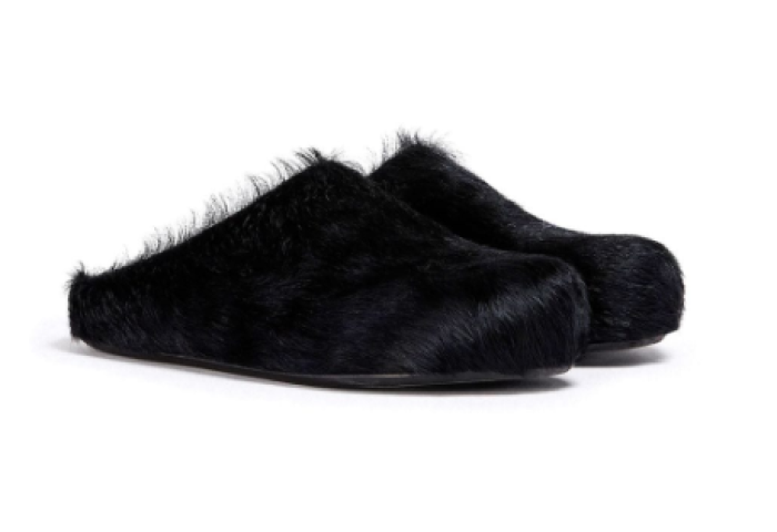 MARNI FUSSBET SABOT CALF-HAIR SLIPPERS
