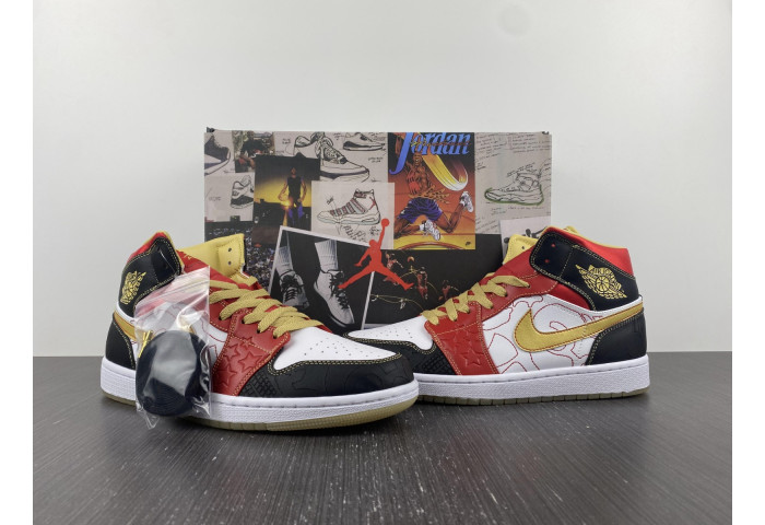 Jordan 1 Mid XQ White Black Sport Red DV0576-176