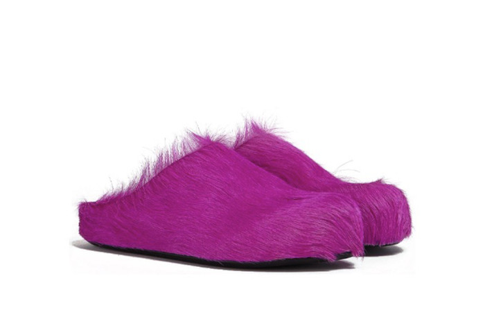 MARNI FUSSBET SABOT CALF-HAIR SLIPPERS