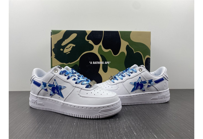 A Bathing Ape Sk8 Sta Low White ABC Camo Blue BA1H20191045