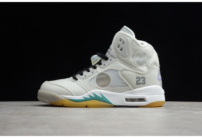 2020 OFF-WHITE X AIR JORDAN 5 GREY/GREEN-WHITE CT8480-105