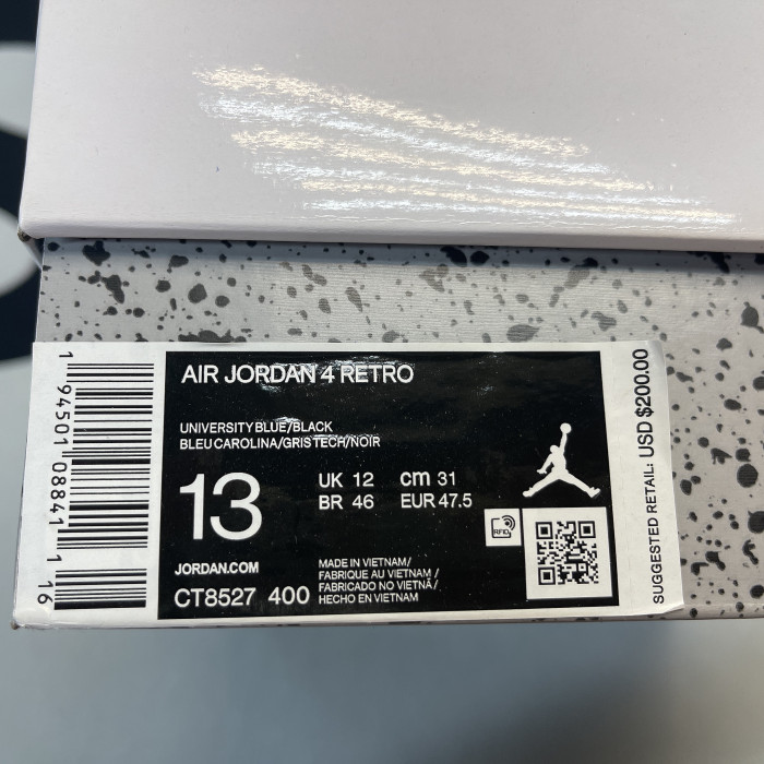 Air Jordan 4 Retro UNC PE AJ4 1032070