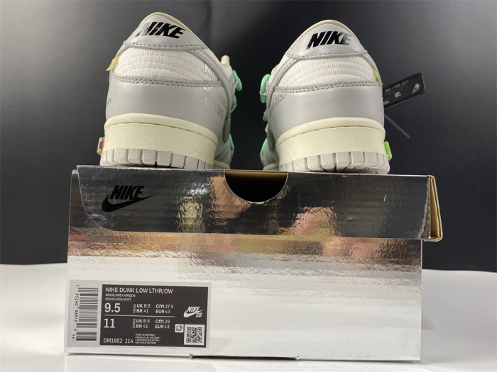 OFF-WHITE X NIKE SB DUNK LOW 04 OF 50 OW WHITE GREY GREEN DM1602-114