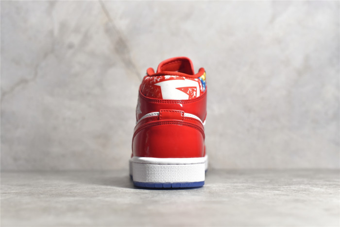 Air Jordan 1 Mid With Red Patent and Geometric Print DC7294-600