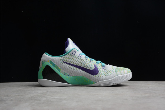 Nike Zoom Kobe 9 IX Grey Green Purple Shoes 630487-005