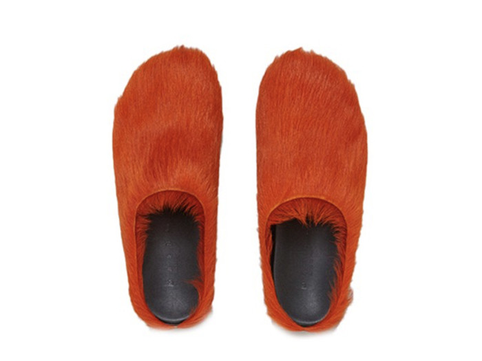MARNI FUSSBET SABOT CALF-HAIR SLIPPERS