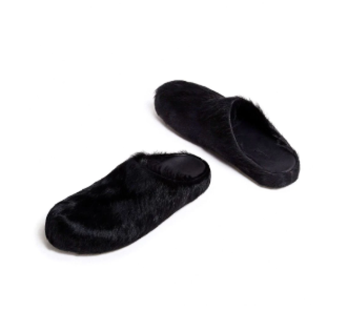 MARNI FUSSBET SABOT CALF-HAIR SLIPPERS