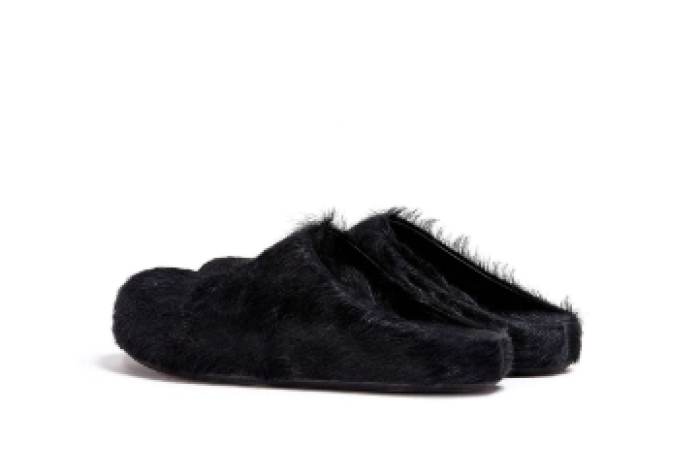 MARNI FUSSBET SABOT CALF-HAIR SLIPPERS