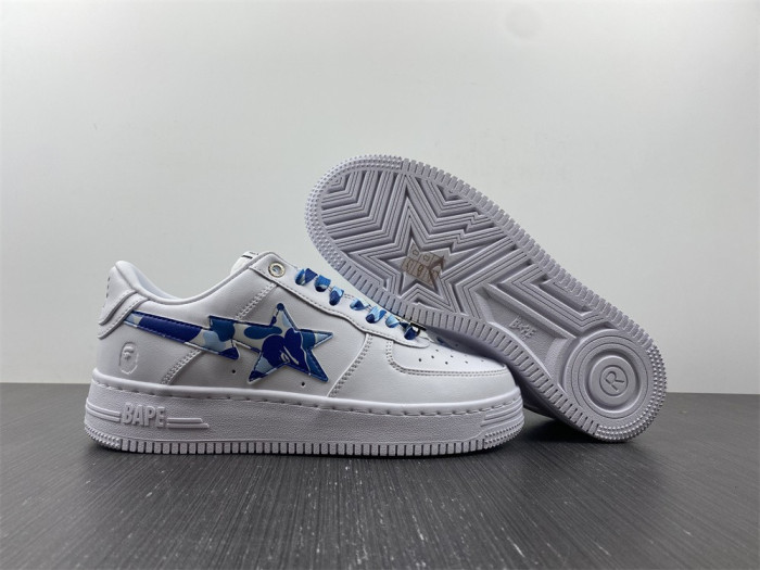 A Bathing Ape Sk8 Sta Low White ABC Camo Blue BA1H20191045
