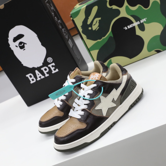A Bathing Ape SK8 Sta Brown Ivory  BA001FWH801013_BEI_A