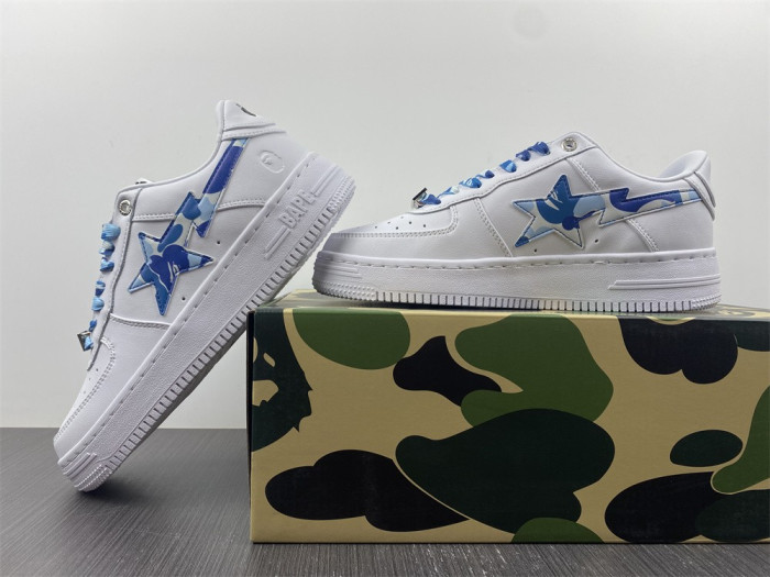 A Bathing Ape Sk8 Sta Low White ABC Camo Blue BA1H20191045