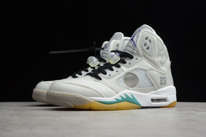 2020 OFF-WHITE X AIR JORDAN 5 GREY/GREEN-WHITE CT8480-105