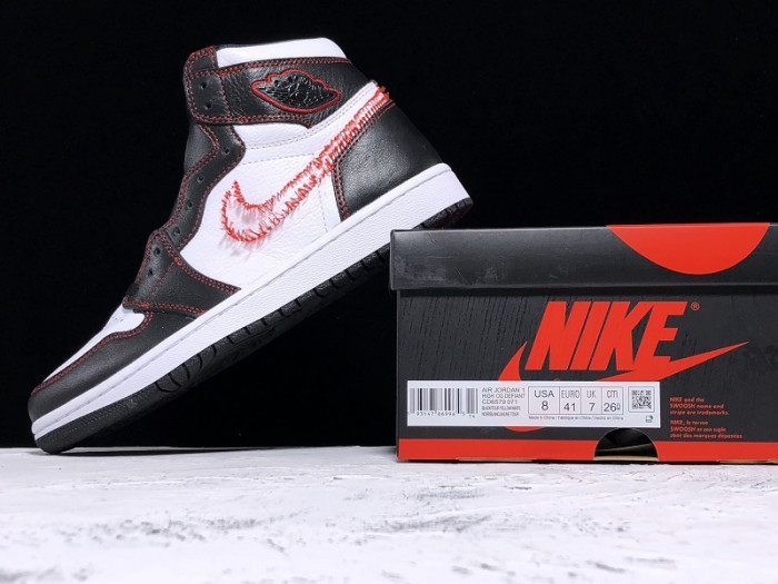 Jordan 1 Retro High Defiant White Black Gym Red CD6579-071