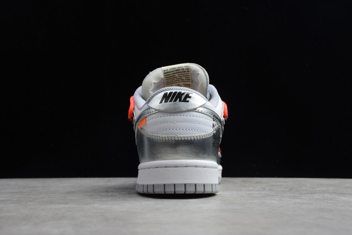 Off-White x Nike SB Dunk Low LTHR OW Silver White Red CT0856-800
