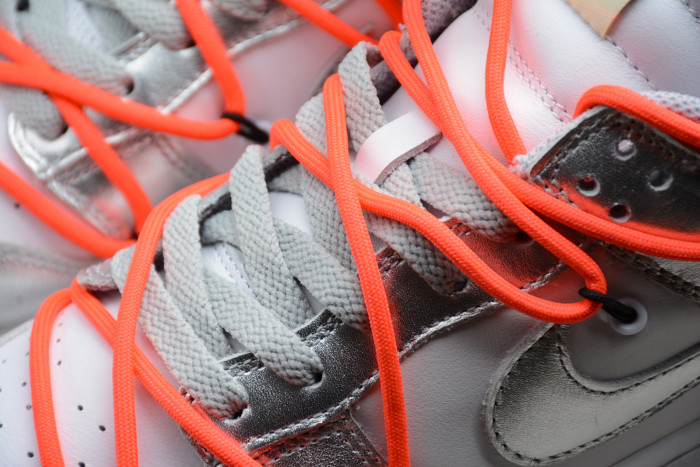 Off-White x Nike SB Dunk Low LTHR OW Silver White Red CT0856-800